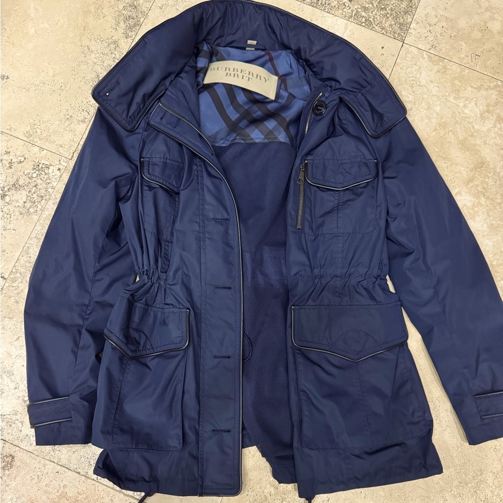 BURBERRY Brit Ladies Trench Coat size 14 navy blue